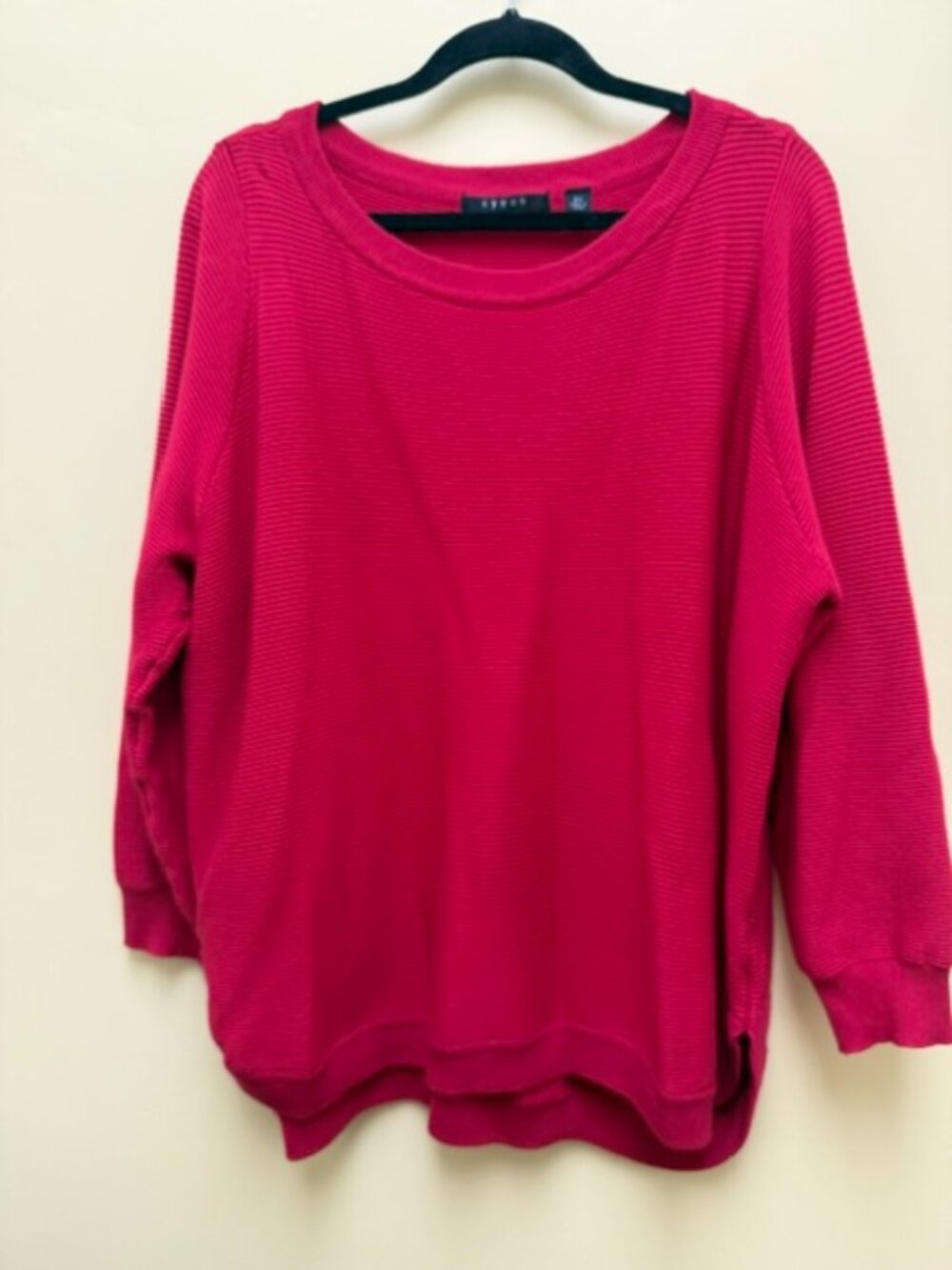 Women's 2X Cyrus BOLD RED Ribbed dolman-sleeve wide scoop neckline sweater